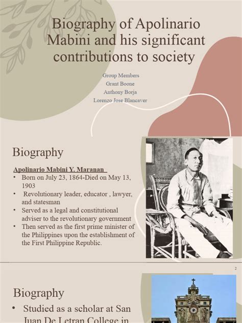 Apolinario Mabini: a Short Biography Translated from .